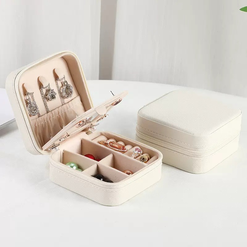 Caja de almacenamiento de joyería portátil, para collares, pendientes y anillos