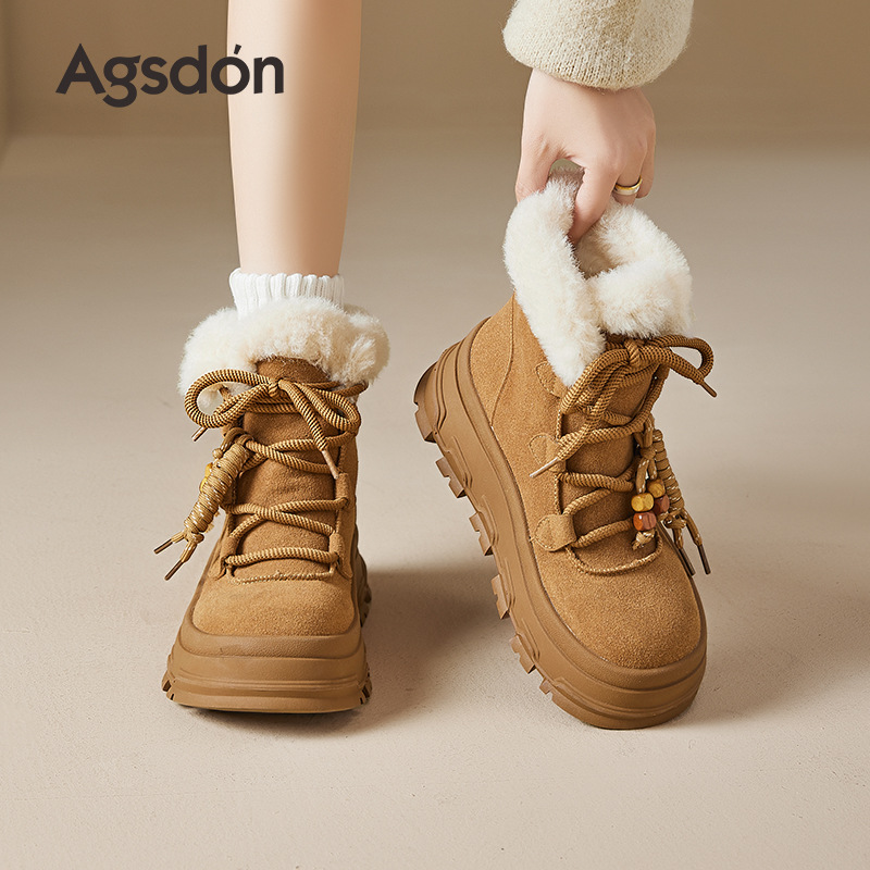 Botas de nieve de león antiguo para mujeres 2025 nuevas botas de invierno más gruesas botas cortas retrógradas con cuentas Merald Martin botas