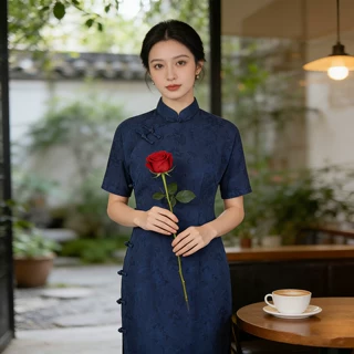 复古中国风女装2026年新款棉麻提花日常改良旗袍连衣裙268012