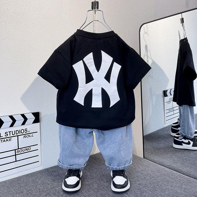 Boys Summer Short Sleeve Set 2023 New Fashionable Baby Summer Clothes Cool and Handsome Clothes Children's Trendy Brand Two-Piece Set