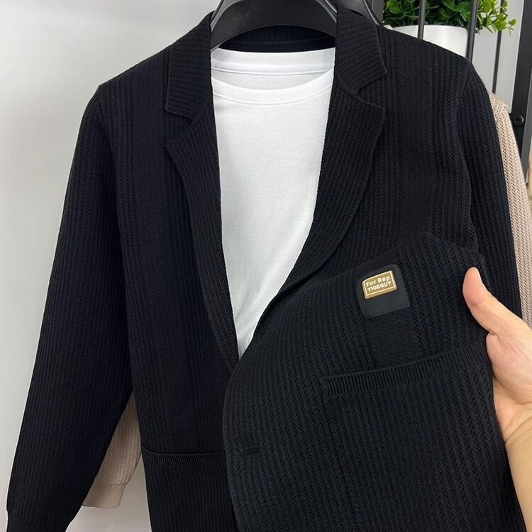 Men's knitted cardigan jacket, autumn trendy slim-fit blazer, light luxury stylish top Men's knitted cardigan jacket, autumn trendy slim-fit blazer, light luxury stylish top