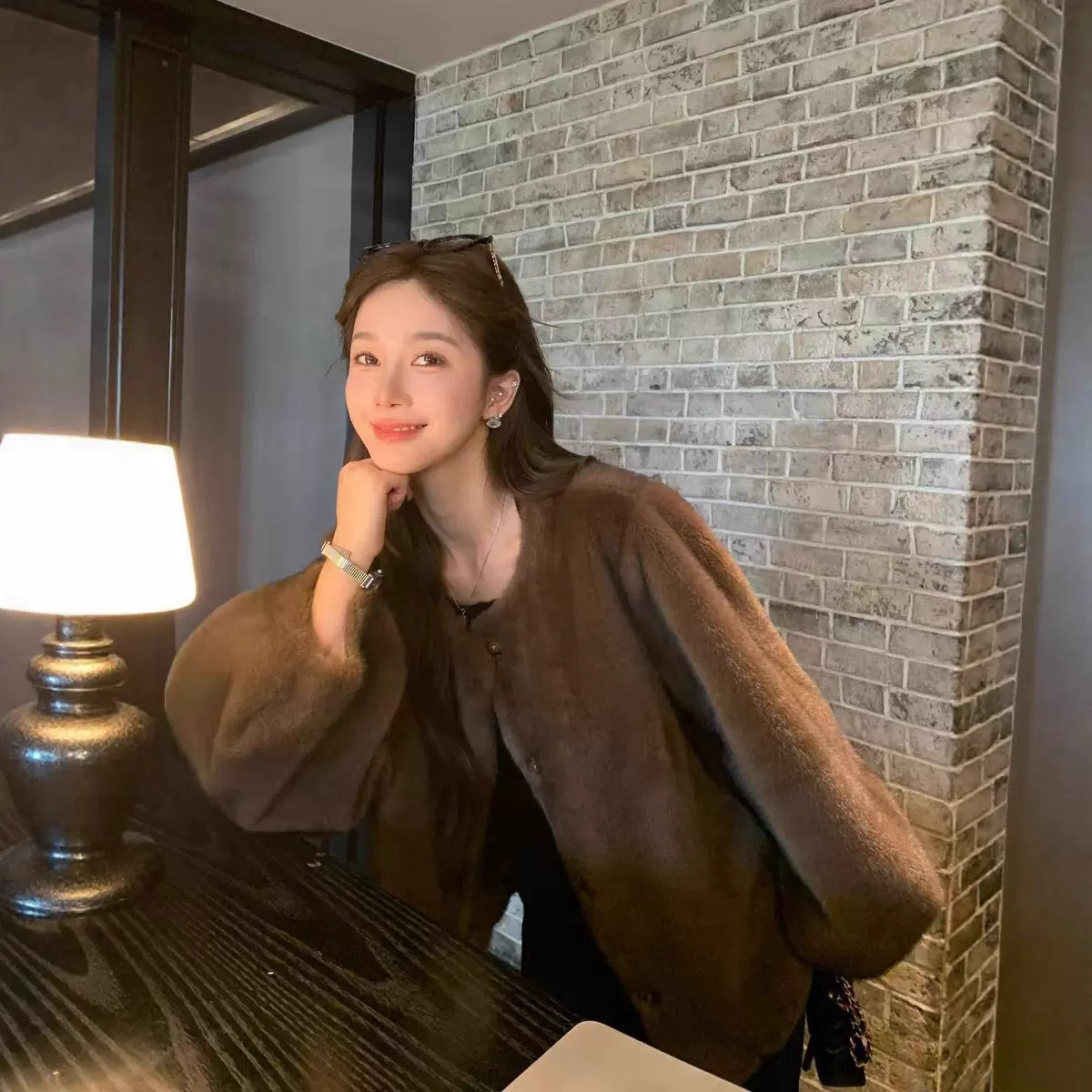 新款水貂外套短款貂皮毛一体皮草毛毛年轻感氨纶宽松外套2025冬季