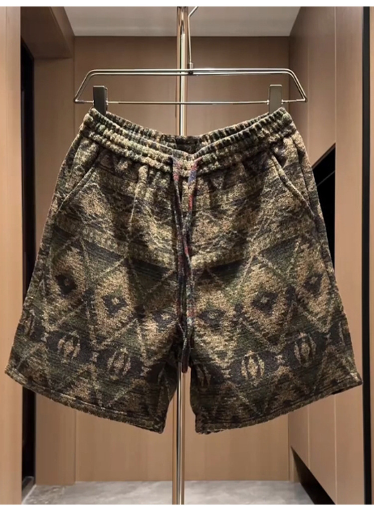 Men's Retro Plaid Loose Fit Shorts National Trend Style Summer Casual Sports Breeches Five Point Pants Trendy Brand_viptrois.com