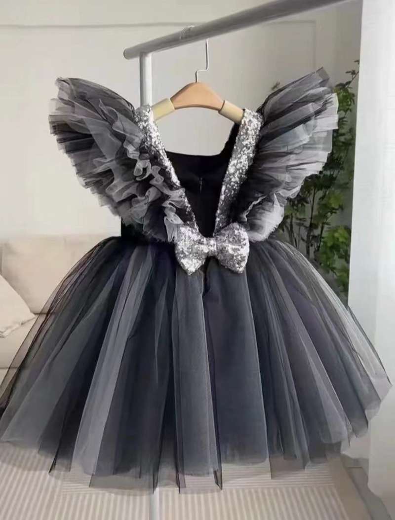 1st Princess Children's Puffy Tulle Flower Birthday Baby Girl Wedding Dress_voghion.com