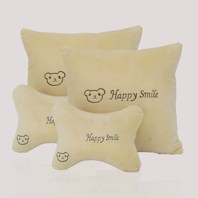 Headrest Car Use in All Seasons, Crystal - beige-crystal-velvet-four-piece-set-letter-bear-head