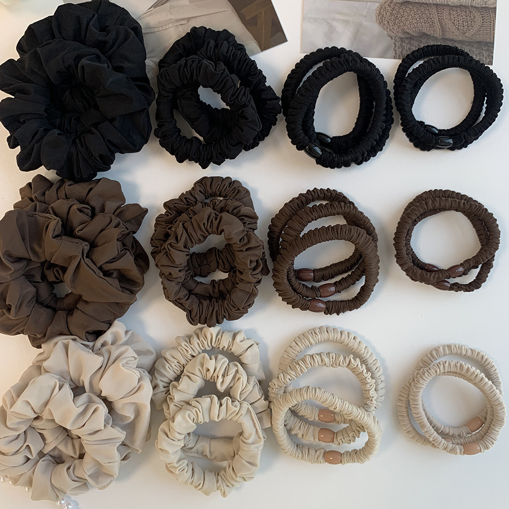 한국 동대문 슈퍼 소프트 대형 창자 머리 반지 단색 새틴 공 머리 밧줄에 여자 주름 가죽 밴드 머리 장식 로프