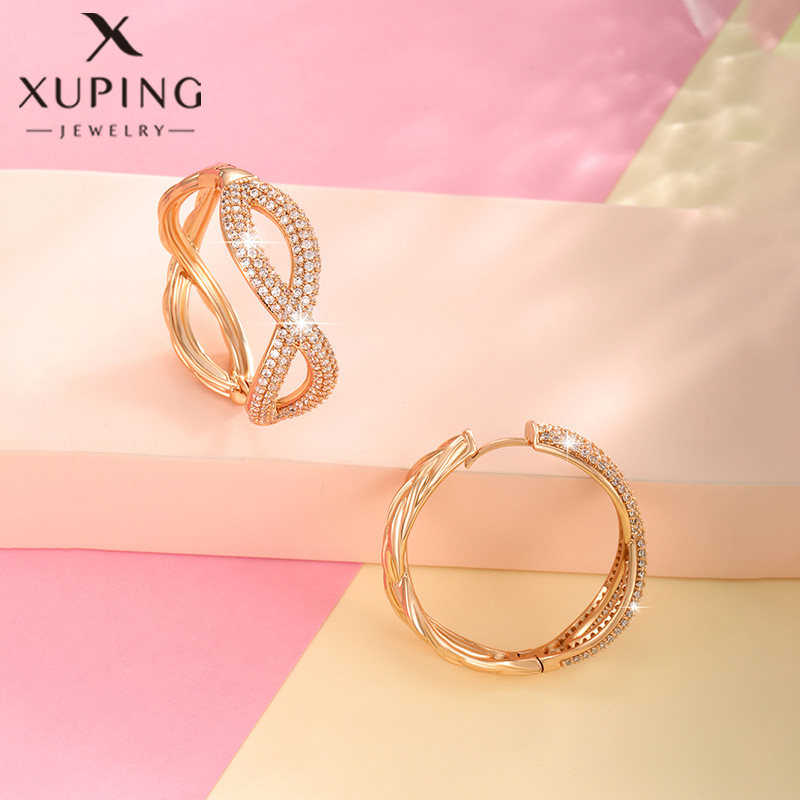 Pendientes de Cruz con Piedras Preciosas Artificiales de Xuping Jewelry, Diseño Europeo y Americano, Moderno y Elegante, Pendientes en Forma de 8 para Mujer