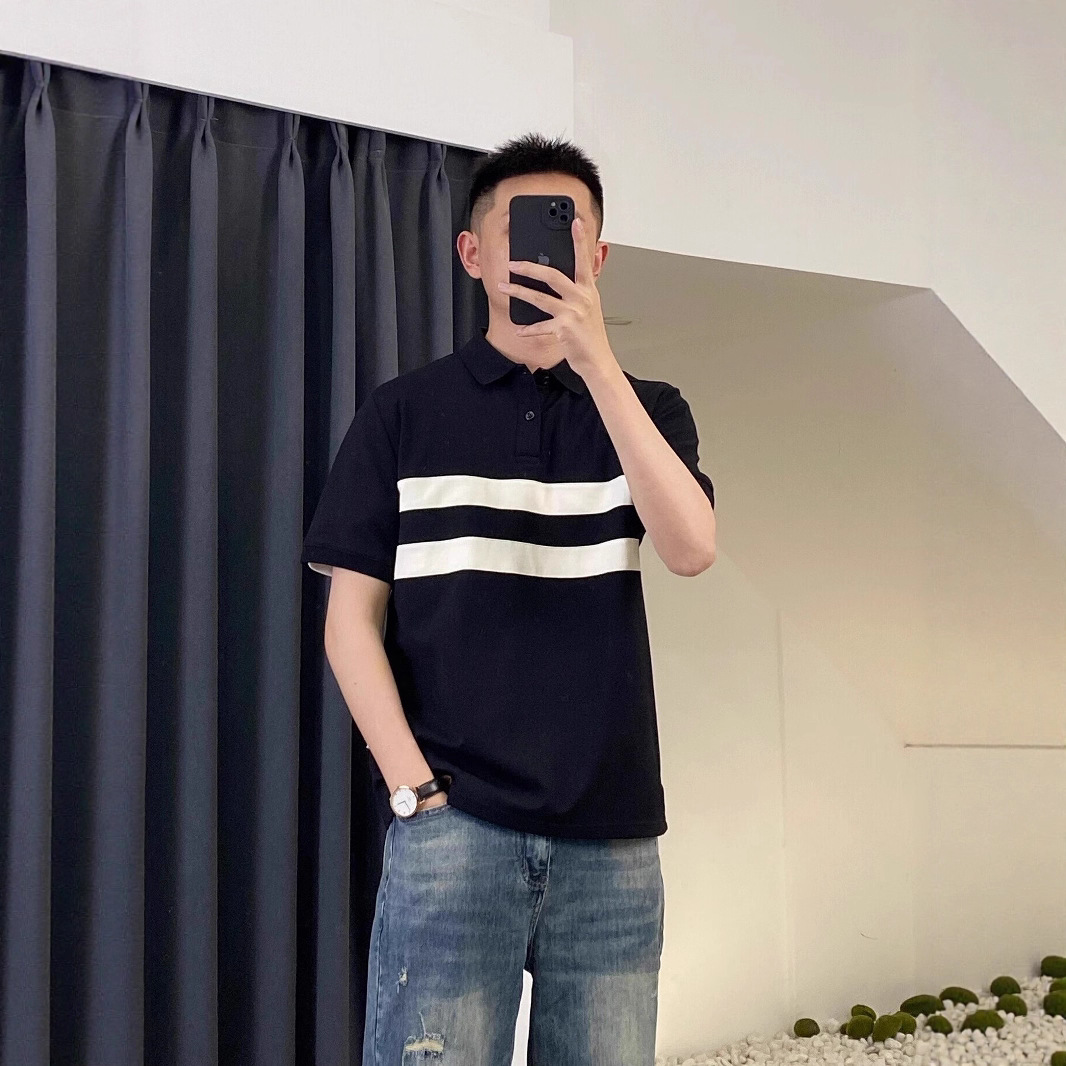 High-End Color-Blocked Polo Shirt Men's Short-Sleeved T-Shirt Men's New Trendyy Versatile Lapel Summer Half-Sleeved Top Trendyy