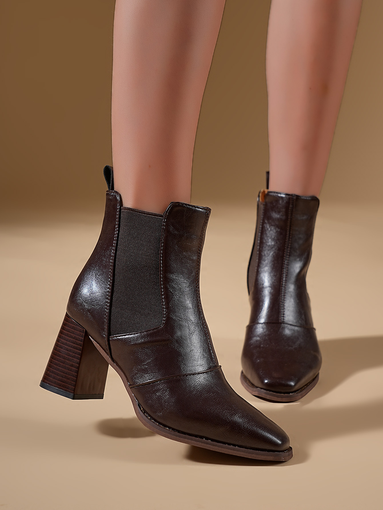 Women's High Heeled Square Toe Chunky Martin Boots For Women_voghion.com