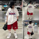Boys Summer 2025 New Large Children's Printed Letter suit Casual Loose Korean Style Western Style Two-Piece Set for Boys