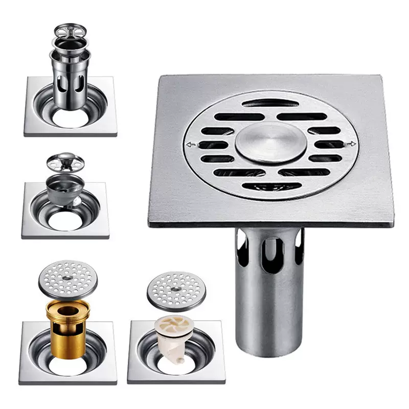 304不锈钢地漏防臭浴室洗衣机深水地漏 拉丝工程专供地漏厂家直销
