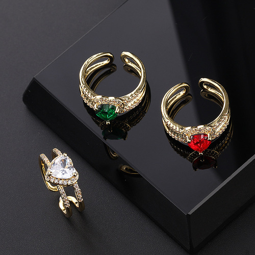 Japanese and Korean fashion open-mouthed ring personalized Instagram style, diamond-studded minimalist adjustable ring, retro finger ring, niche tail ring