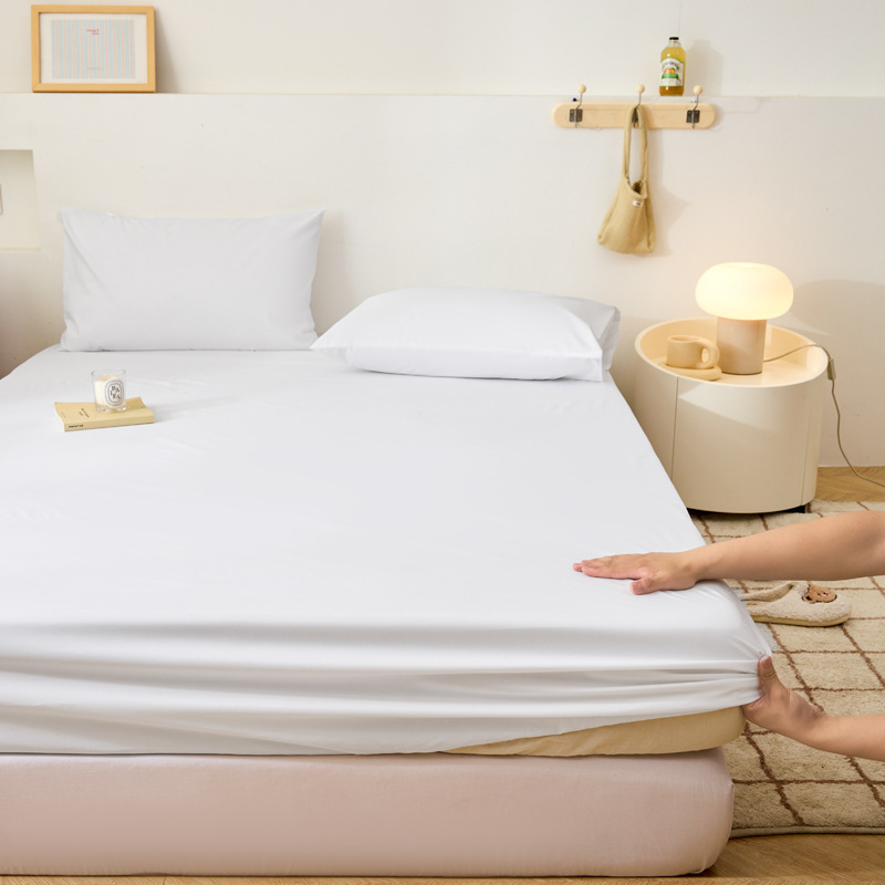 Hotel White Waterproof Fitted Bed Sheets Bed Cover Single Piece Urine Barrier Hotel Mattress Moisture-Proof Simmons Fixed Bed Sheets Protective Cover