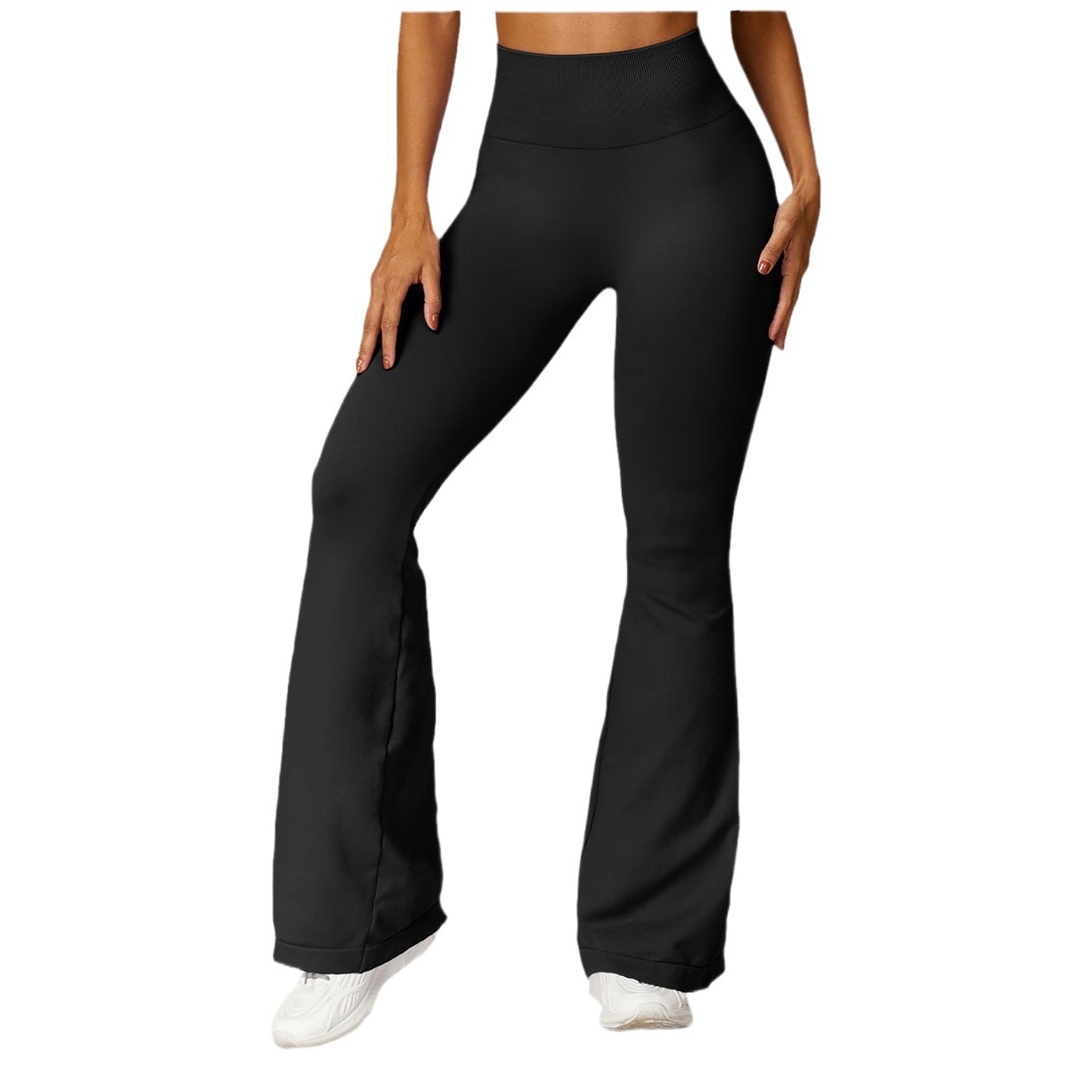 Dongjiu ins pantalones acampanados de yoga transfronterizos europeos y americanos Pantalones deportivos de levantamiento de cadera de punto sin costuras pantalones acampanados ajustados de cintura alta para mujeres