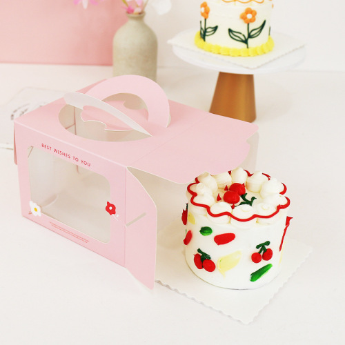 Heightened four-inch cake box portable 4-inch 5-inch mousse cake packaging box with base thickened birthday cake box