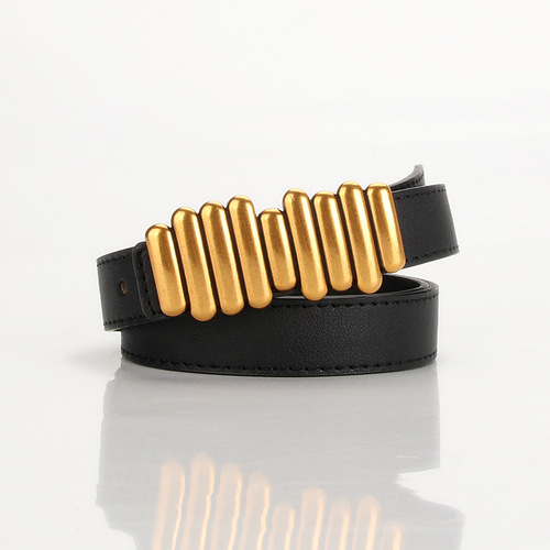 Women's Leather Belt with Premium, Chic Caterpillar-Style Decoration  
Niche Retro Design Belt Featuring an Alloy Buckle  
Perfect for Jeans and Trendy Outfits