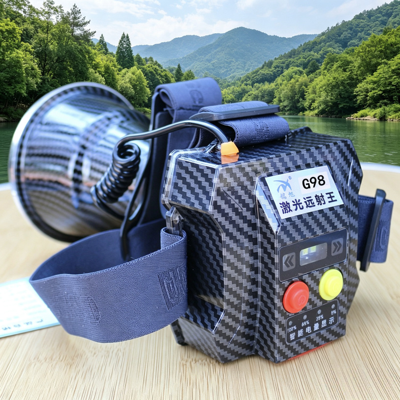 Linterna LED G98 para pesca nocturna, recargable, tipo minero, luz potente, batería de litio de larga duración, linterna frontal láser.