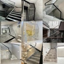 黑白爱马仕楼梯踏步门槛石淋浴房地面水磨石大理石纹石材厂