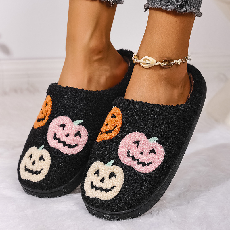 Cross-Border Halloween Pumpkin Autumn and Winter Cotton Slippers for Men and Women, Couple's Indoor Warm Cotton Slippers with Closed Heels for Women Cross-Border Halloween Pumpkin Autumn and Winter Cotton Slippers for Men and Women, Couple's Indoor Warm Cotton Slippers with Closed Heels for Women