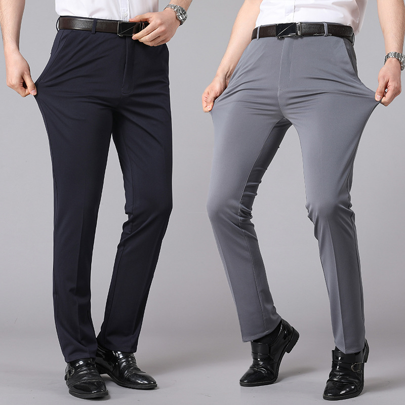 Spring and summer suit pants men's stretch straight slim suit pants men's thin business men's formal casual long pants