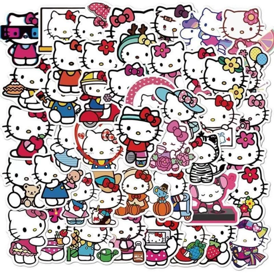 Набор стикеров Hello Kitty — мультяшные наклейки для ноутбука и телефона с коробкой для хранения