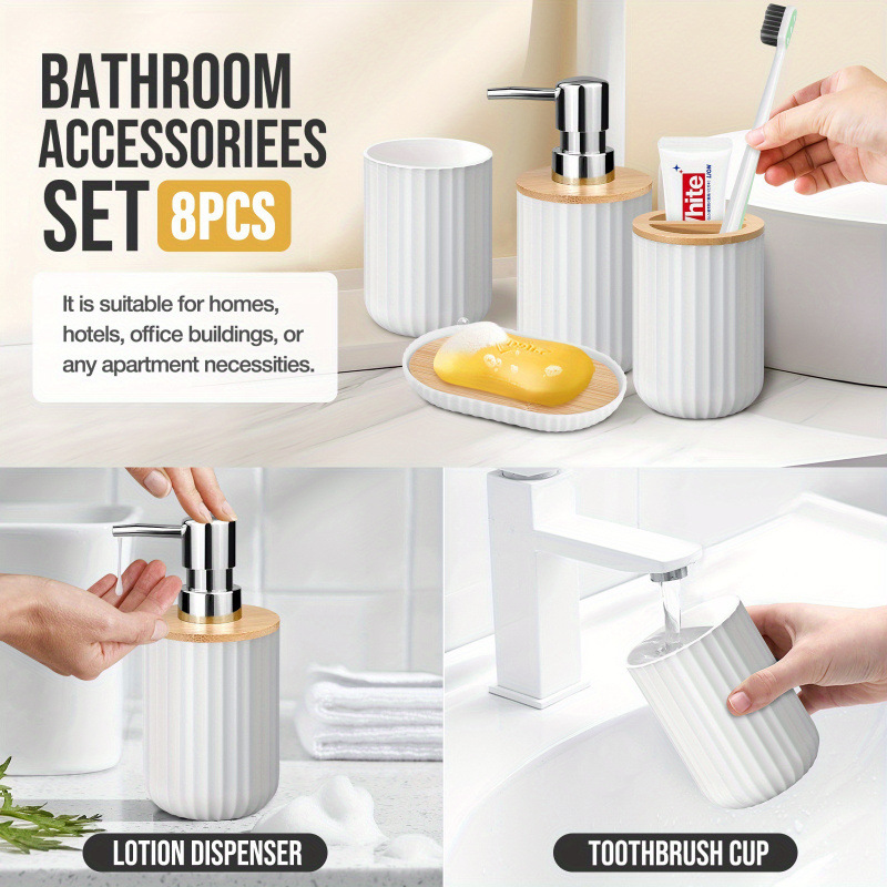 2026 nuevos productos transfronterizos de 8 piezas conjuntos de artículos de baño de bambú