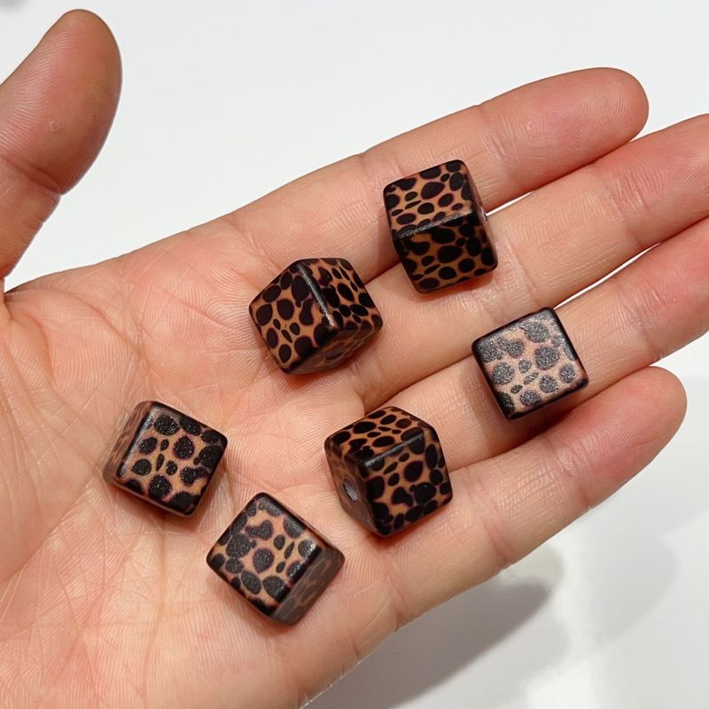 アクリルプリントブラックヒョウ柄スクエア DIY 携帯電話チェーンビーズバッグぶら下げルースビーズジュエリーアクセサリークロスボーダーライブブロードキャスト|undefined