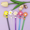 Cute silica gel dustproof cartoon straw with glass, 8mm