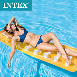 批发供应美国INTEX 58890 18洞时尚带枕浮排 水上充气床