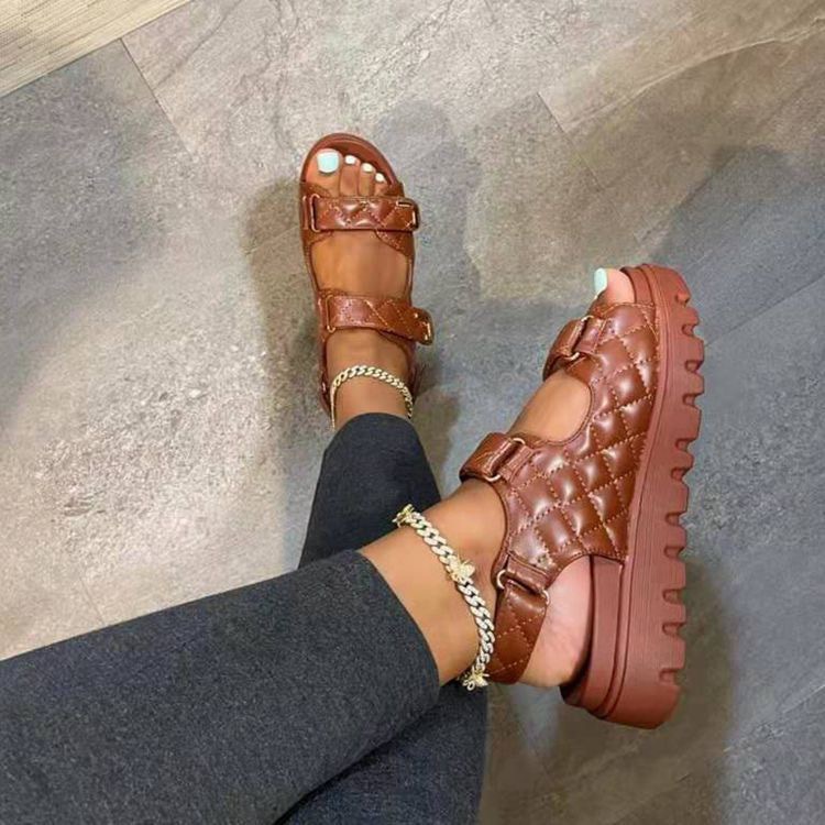 Cross-Border Large Size Thick-Soled Sandals for Women 2025 Summer Foreign Trade Platform European and American Sports Style Beach Sandals Wholesale