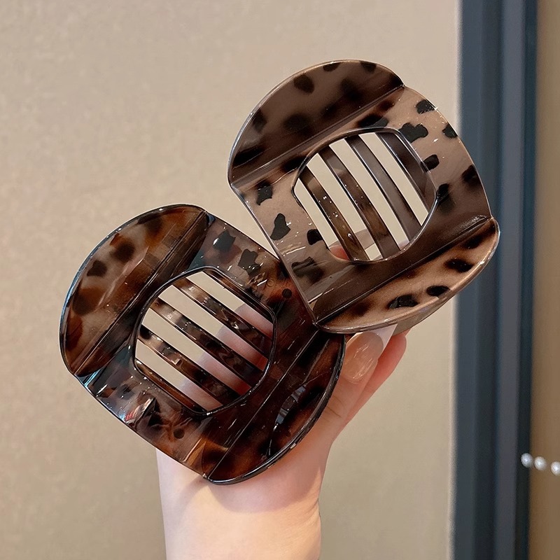 Curry leopardo patrón de pato clip clip de cabello de cabeza detrás clip de cabello de alta calidad mujer clip de cabello de moda temperamento clip tocado