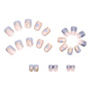 Short square cream nude nail stickers for manicure