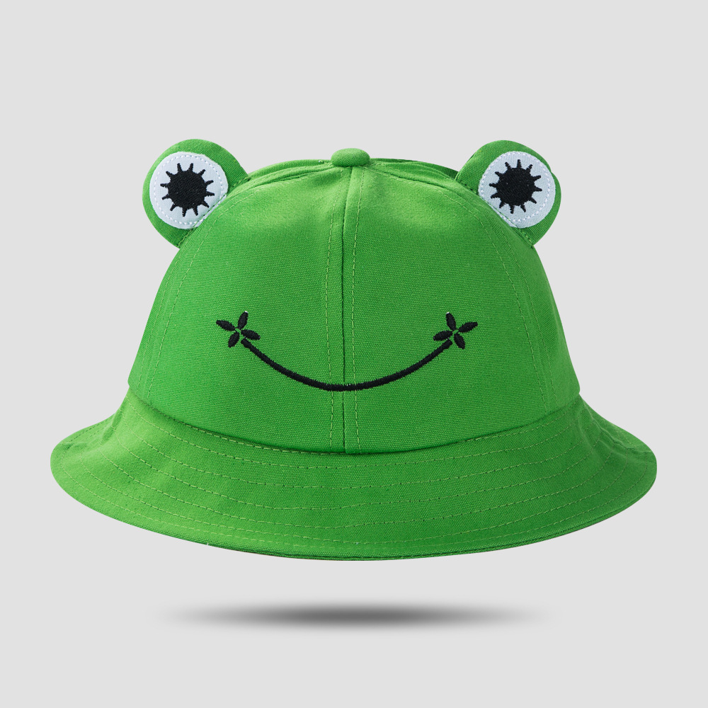 Fisherman Hat Korean Version Cute Art Frog Smile Embroidery Sun Hat Warm Basin Hat display picture 7