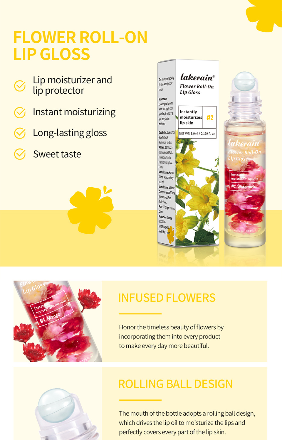 lakerain Rolling Lip Oil Fruit-flavored Rolling Lip Oil undefined