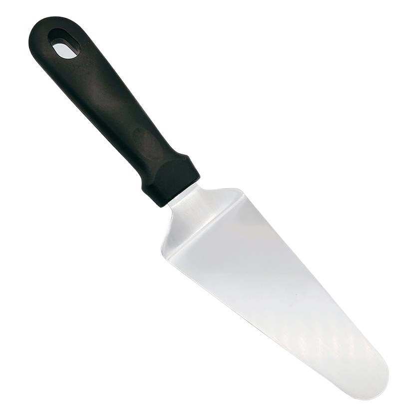 Venta directa de fábrica de acero inoxidable pala de pizza triangular suministros para hornear pala de transferencia de tarta de queso pala de pizza con mango de goma