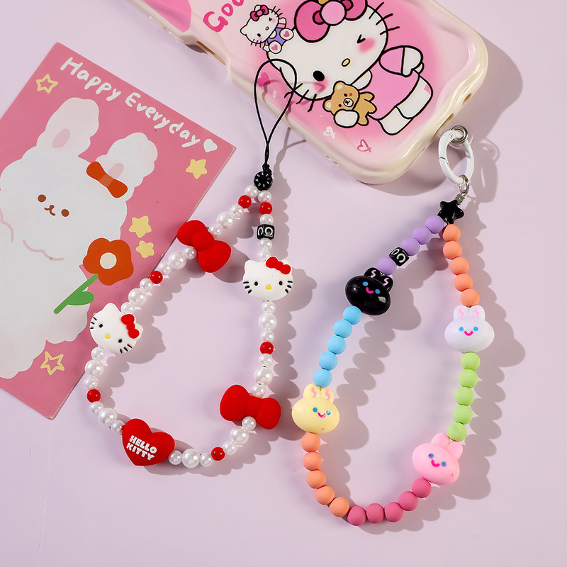 Creative Cute Girly Style Cream Candy Bunny Beaded Bracelet Colorfulful Acrylic Multi-Purpose Mobile Phone Case Hanging Chain Creative Cute Girly Style Cream Candy Bunny Beaded Bracelet Colorfulful Acrylic Multi-Purpose Mobile Phone Case Hanging Chain