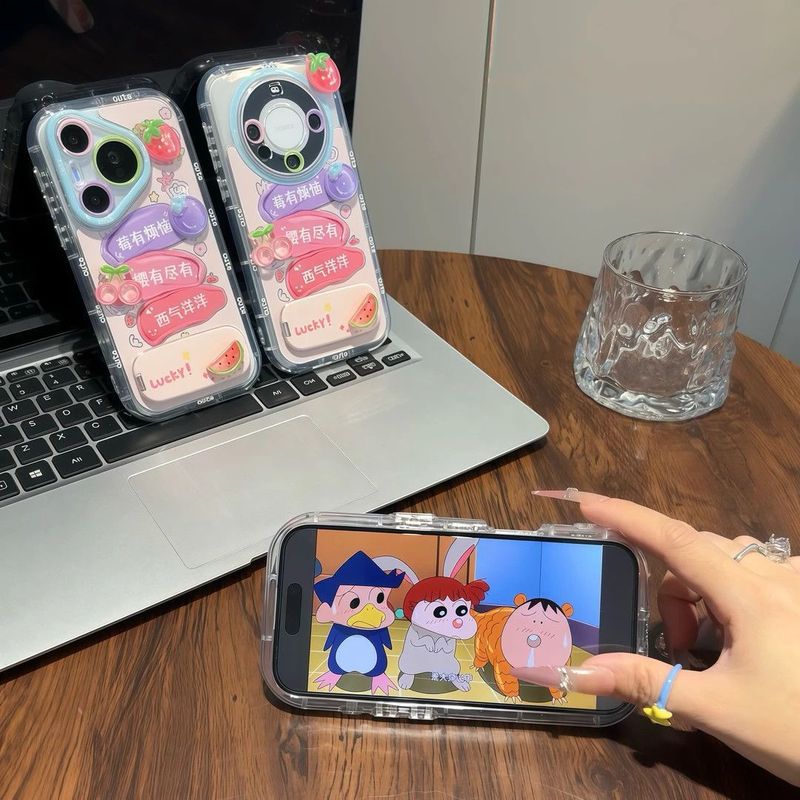 莓有烦恼适用苹果16镜面支架手机壳iphone15水果贴件保护套13pro|undefined
