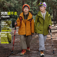 2025秋冬新品山系男童户外冲锋衣三合一 儿童加绒外套二件套批发