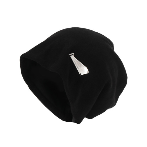 Lazy sweet cool metal logo beanie stack hats cold caps large brim beanie stack hats niche retro high-end beanies