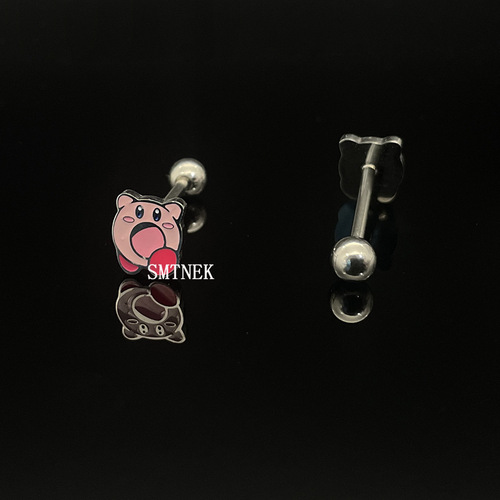 SMTNEK titanium steel welded oil dripping color cartoon image tongue nail stainless steel piercing jewelry