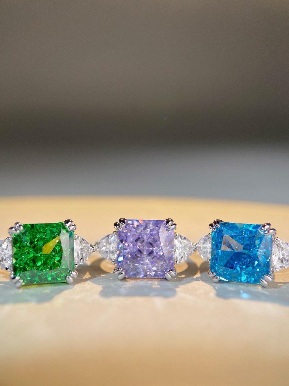 Fashion Geometric Sterling Silver Inlay Zircon Rings 1 Piece