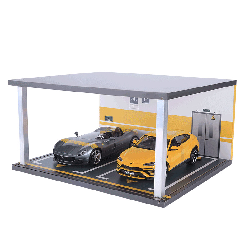 1:18 Car Model Parking Scene Simulation Garage Car Model Storage Box Acrylic Dust-proof Display Storage Cabinet