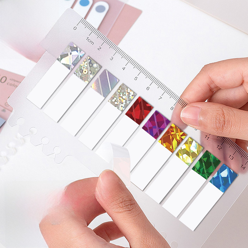Laser gem transparent sticky notes with Instagram style and a sense of elegance, memo paper for students, index labels, small cards, factory wholesale