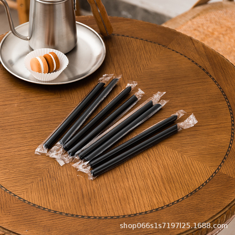 Disposable Straws Individually Packaged for Bubble Tea Shops and Coffee Shops, Plastic, 19cm Long and Thick