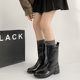 Fashion Medium Thick Bottom Thick Heel Boots Women's 2024 New Korean Style Internet Celebrant Fashion Casual Handsome Motorcycle Boots Trend