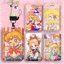 卡通美少女公交卡套卡学生校园卡工作证件套地雷扣长挂绳