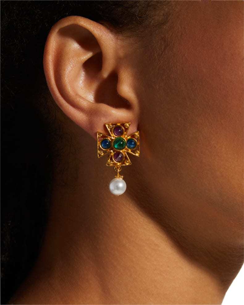 Geometric Pattern Women's Gender 1 Pair Vintage Style Shiny Geometric Pearl Inlay Alloy Resin Drop Earrings