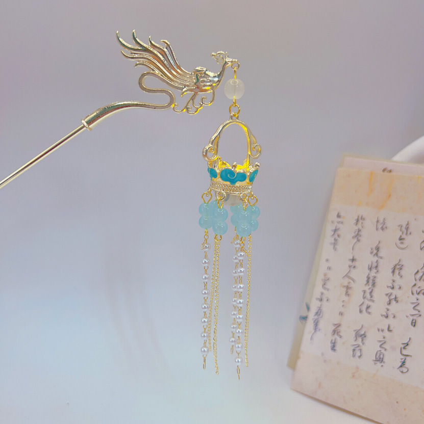 Xiangyun 머리핀 블루 비즈