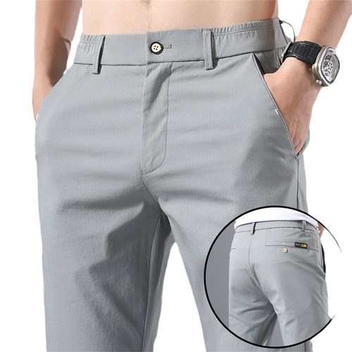 Men's Loose Straight Leg Silk Pants Trendy Business Quick-Dry Summer Thin Casual Long Pants Summer Trousers