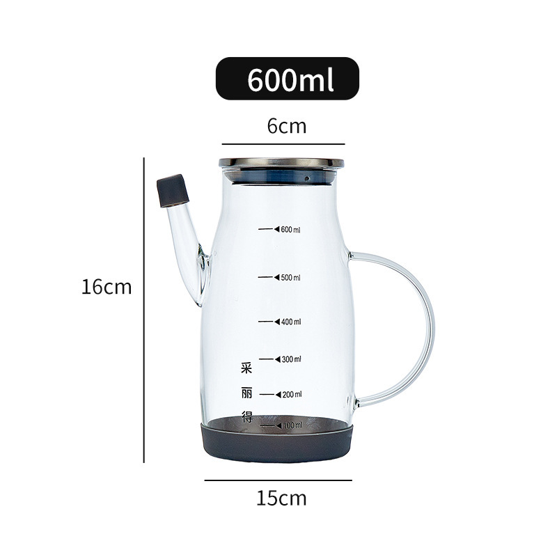 高硼硅玻璃控油瓶家用油壶 600ml/1000ml 厨房酱油醋瓶耐高温防漏|undefined